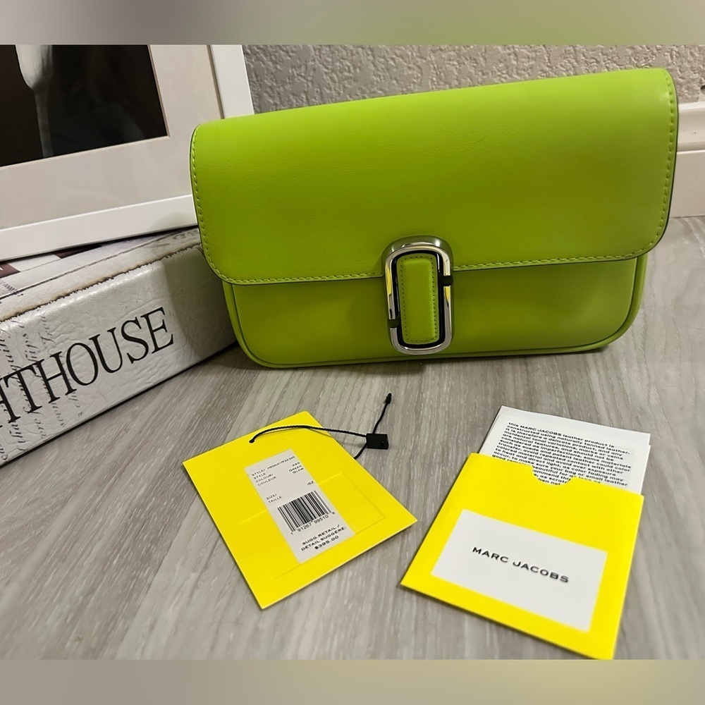 Marc Jacobs ‘The J Marc’ Shoulder Crossbody Bag Green Glow Rare Sold Out Color - Picture 14 of 15